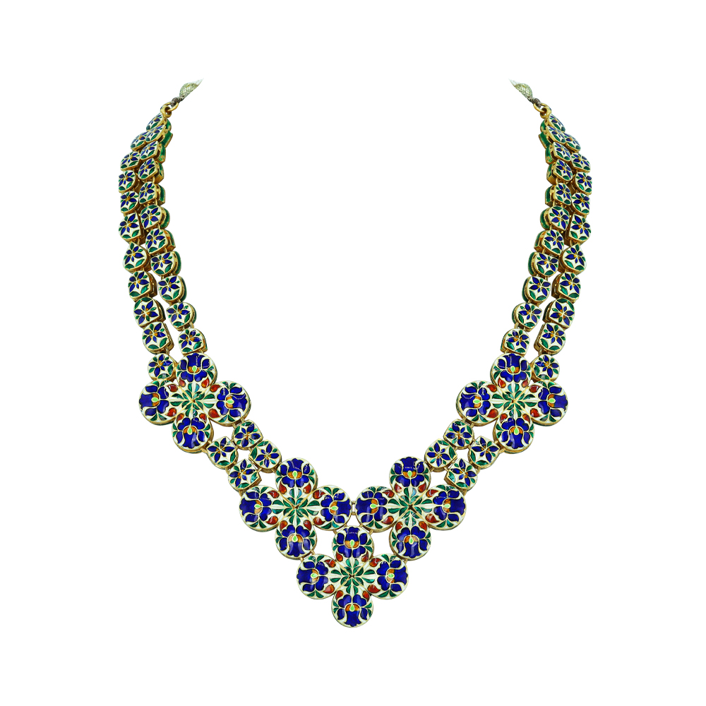 Floral Cluster Polki Necklace with Rose-Cut Diamond Accents